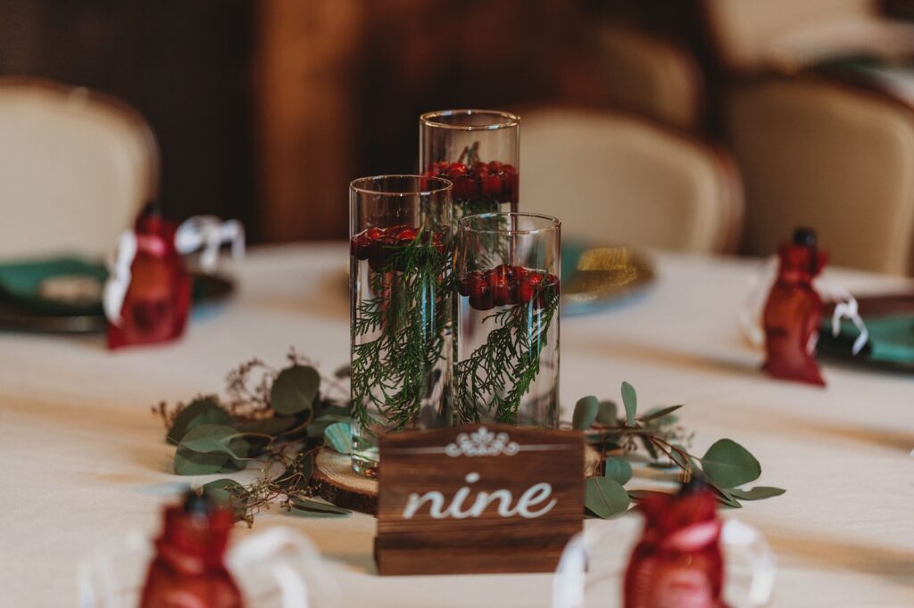 gorgeous floating red candle christmas table decor at bill millers castle